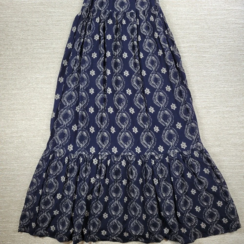 Abercrombie & Fitch Maxi Dress Womens XS Navy Racerback Tiered Empire Babydoll